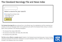 Cleveland Necrology and News Index